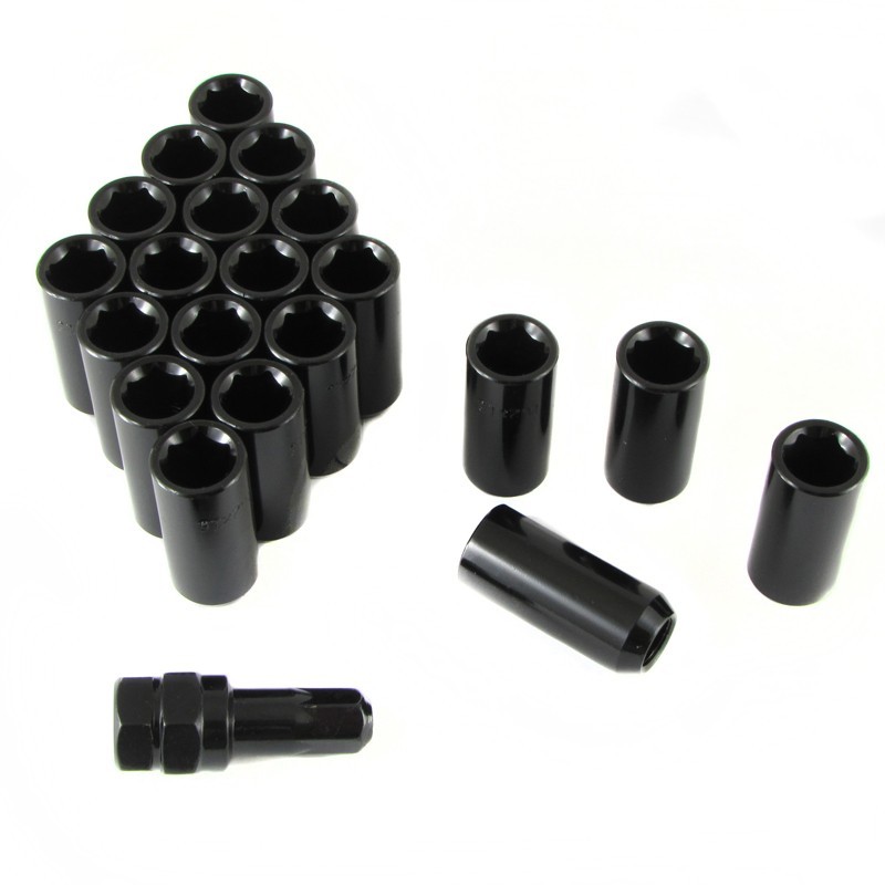 M14x1.5 Internal Drive Black Long Wheel Nuts (Set of 20)