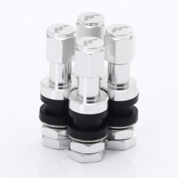 Aluminium Air Valves - Silver with Japan Racing Logo (set of 4)