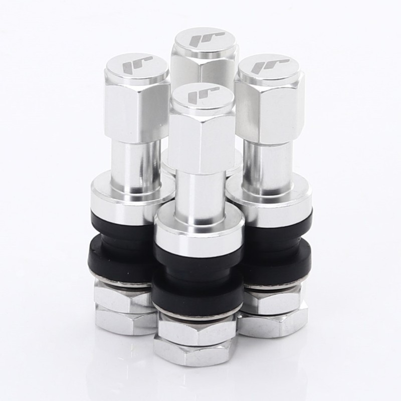 Aluminium Air Valves - Silver with Japan Racing Logo (set of 4)