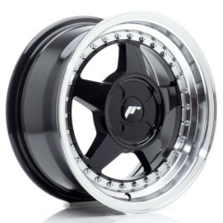 Japan Racing JR-6 15x7" (4 hole custom PCD) ET20-35, Gloss Black, Machined Lip
