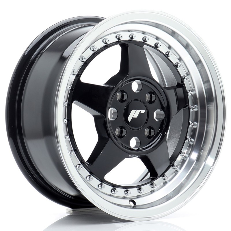 Japan Racing JR-6 15x7" 4x100 ET35, Gloss Black, Machined Lip
