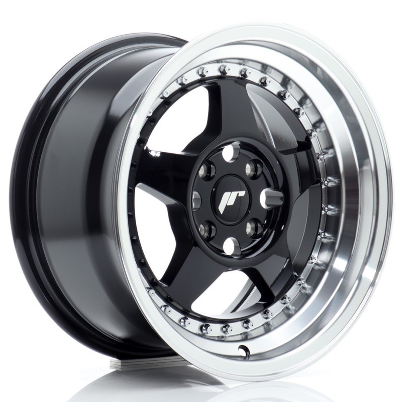 Japan Racing JR-6 15x8" 4x100 ET25, Gloss Black, Machined Lip