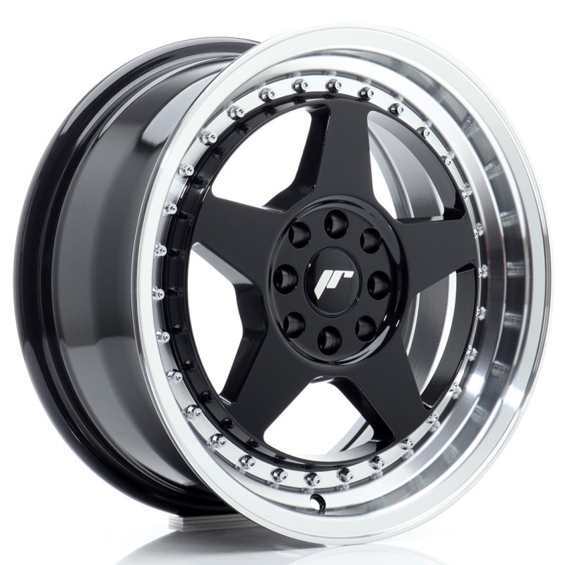 Japan Racing JR-6 16x7" 4x100/108 ET25, Gloss Black, Machined Lip