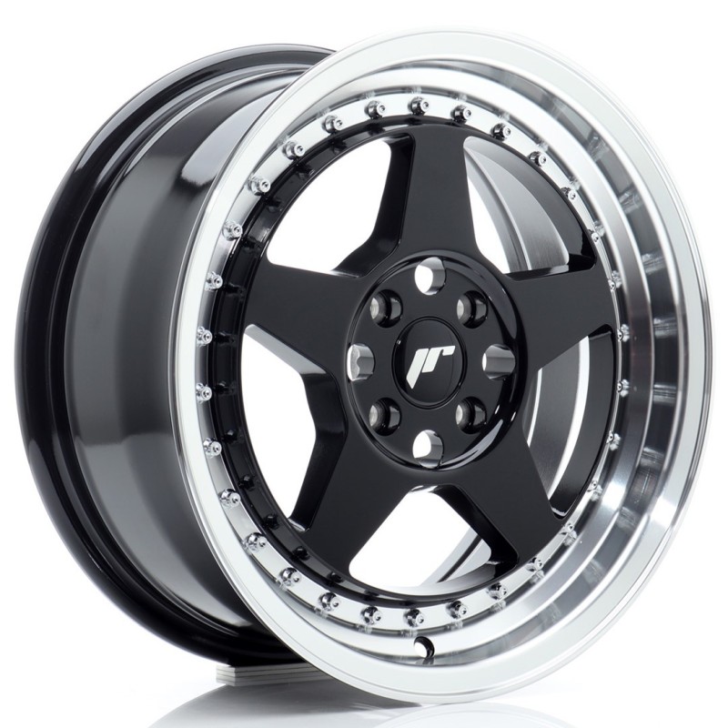 Japan Racing JR-6 16x7" 4x100 ET35, Gloss Black, Machined Lip