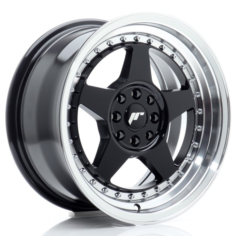 Japan Racing JR-6 16x8" 4x100/108 ET25, Gloss Black, Machined Lip