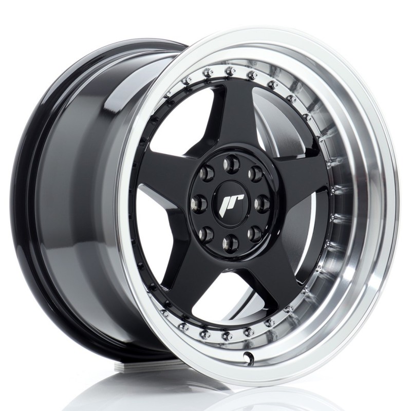 Japan Racing JR-6 16x9" 4x100/108 ET20, Gloss Black, Machined Lip