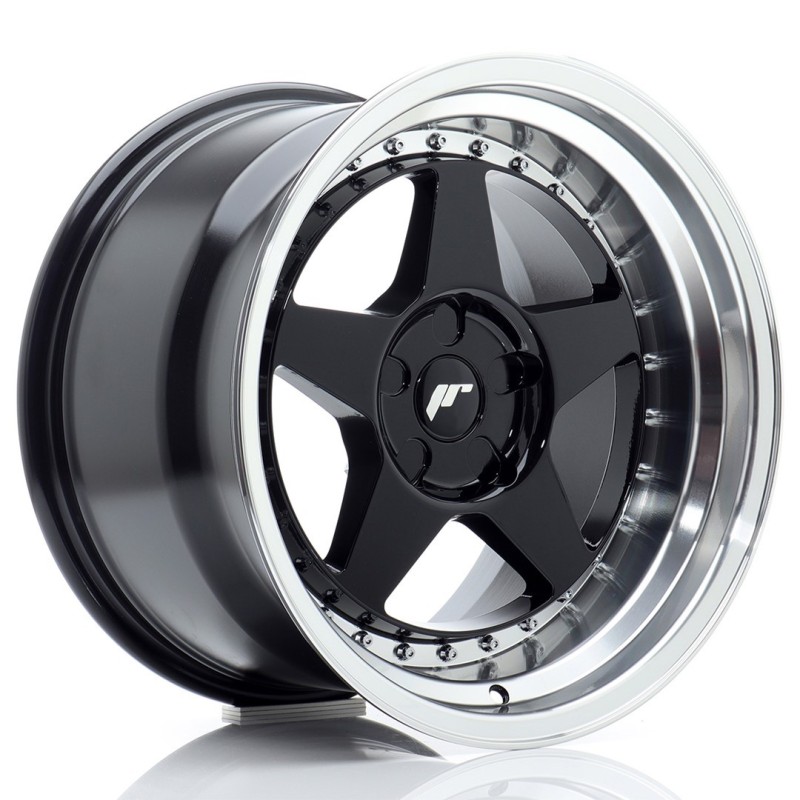Japan Racing JR-6 17x10" (5 hole custom PCD) ET0-20, Gloss Black, Machined Lip