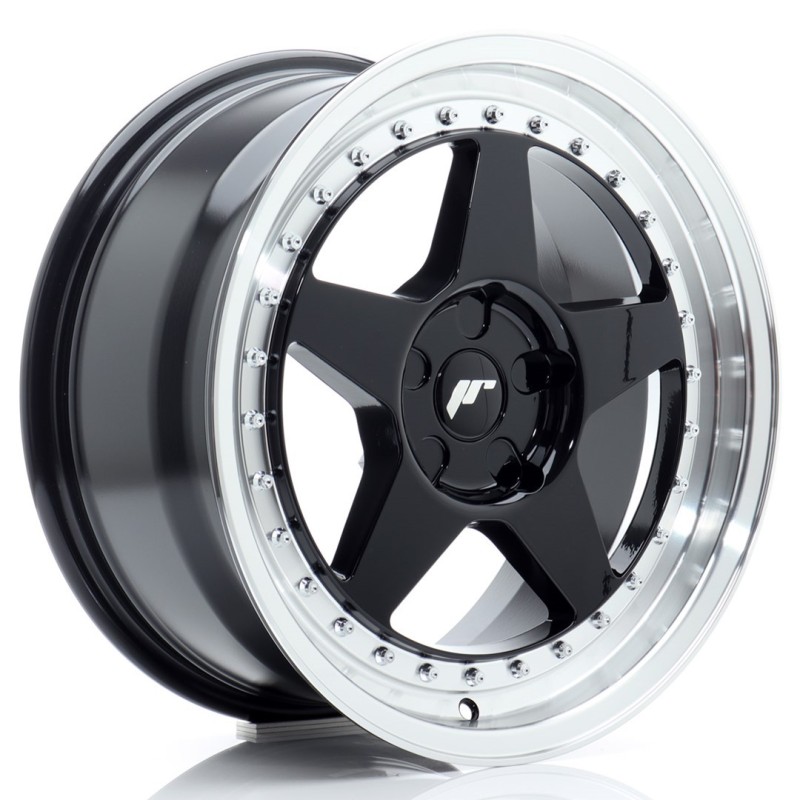 Japan Racing JR-6 17x8" (5 hole custom PCD) ET20-35, Gloss Black, Machined Lip