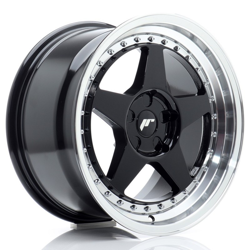 Japan Racing JR-6 17x9" (5 hole custom PCD) ET20-35, Gloss Black, Machined Lip