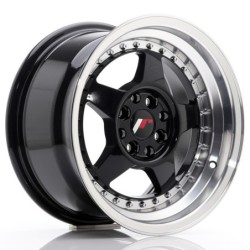 Japan Racing JR-6 15x8" 4x100/108 ET25, Gloss Black, Polished Lip
