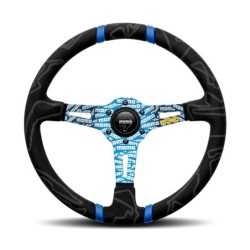 Momo Ultra Steering Wheel (90 mm Dish), Alcantara, Blue Spokes - 35 cm