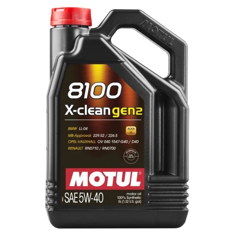 Motul 8100 X-Clean Gen2 Engine Oil 5W40 (BMW, Mercedes, Opel, Renault) 5L