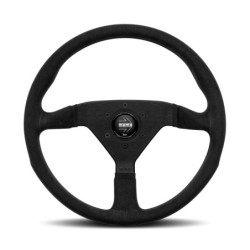 Momo Montecarlo Steering Wheel (40 mm Dish), Black Microfiber, Black Spokes - 35 cm