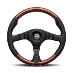 Momo Dark Fighter Steering Wheel (36 mm Dish), Wood, Black Spokes - 35 cm