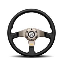 Momo Tuner Steering Wheel (40 mm Dish), Black Leather, Anthracite Spokes - 32 cm