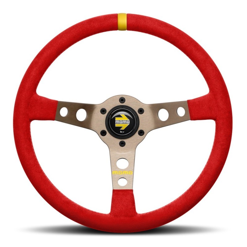 Momo Mod. 07 Steering Wheel (72 mm Dish), Red Microfiber, Anthracite Spokes - 35 cm