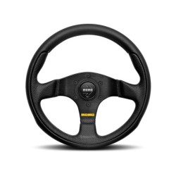 Momo Team Steering Wheel (40 mm Dish), Black Leather, Black Spokes - 30 cm