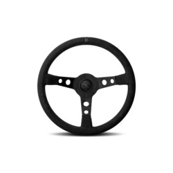 Momo Mod. 07 Black Edition Steering Wheel (72 mm Dish), Black Microfiber, Black Spokes - 35 cm