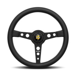 Momo Prototipo Steering Wheel (39 mm Dish), Black Leather, Black Spokes - 35 cm