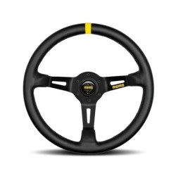 Momo Mod. 08 Steering Wheel (88 mm Dish), Black Leather, Black Spokes - 35 cm
