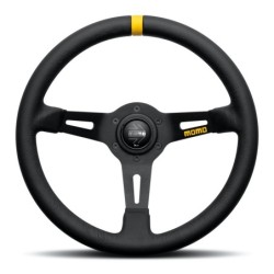 Momo Mod. 08 Steering Wheel (85 mm Dish), Black Leather, Black Spokes - 33 cm