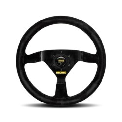 Momo Mod. 69 Steering Wheel (39 mm Dish), Black Suede, Black Spokes - 35 cm