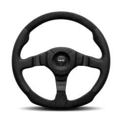 Momo Dark Fighter Steering Wheel (36 mm Dish), Black Leather, Black Spokes - 35 cm