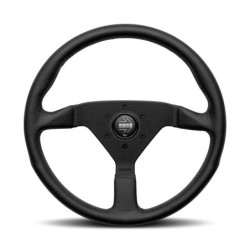 Momo Montecarlo Steering Wheel (40 mm Dish), Black Leather, Black Spokes - 35 cm