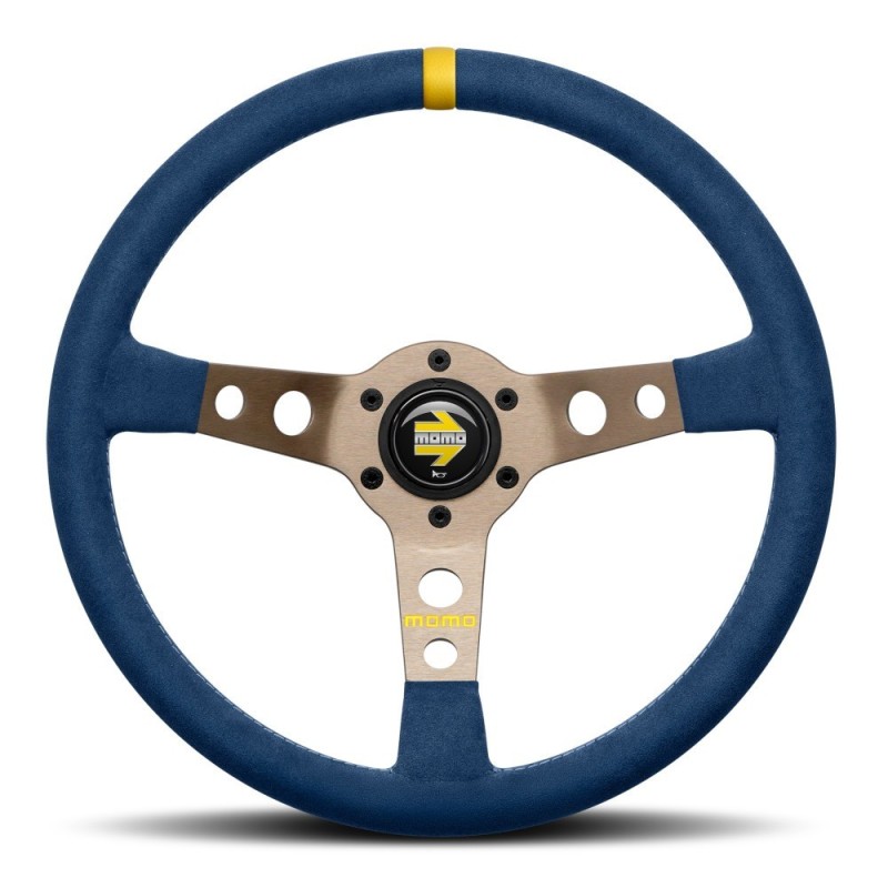 Momo Mod. 07 Steering Wheel (72 mm Dish), Blue Microfiber, Anthracite Spokes - 35 cm