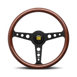 Momo Indy Heritage Steering Wheel (37 mm Dish), Wood, Black Spokes - 35 cm
