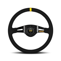 Momo Mod. 03 Steering Wheel (70 mm Dish), Black Suede, Black Spokes - 35 cm