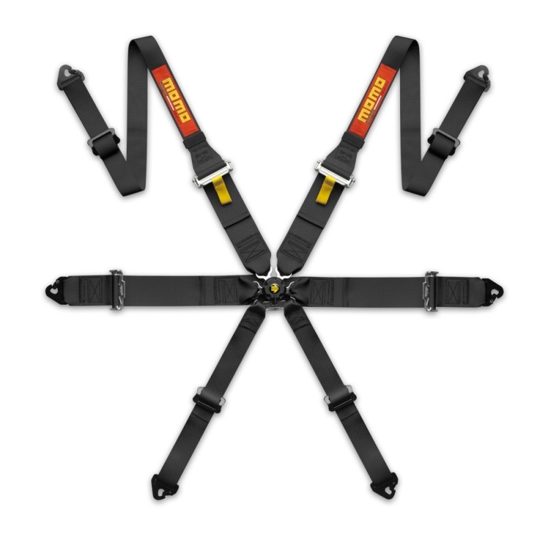 Momo Pro Driver 6 Points 3+2" Harness (FIA, Hans) - Black"