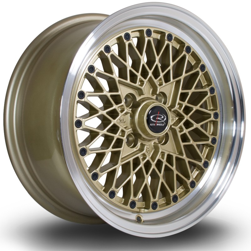Rota OS Mesh 15x7" 4x100 ET30, Gold, Polished Lip