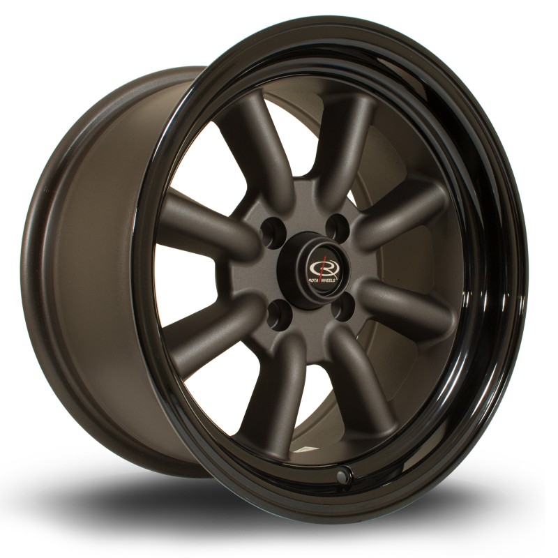 Rota RKR 15x8" 4x100 ET0, Gunmetal, Gloss Black Lip
