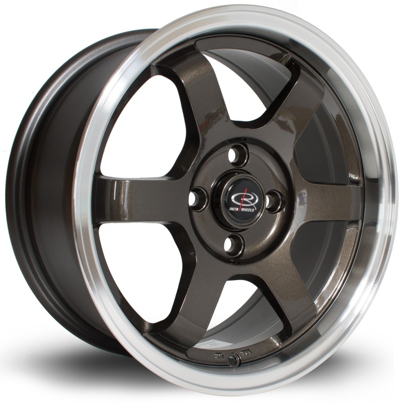 Rota Grid 15x7" 4x100 ET40, Gunmetal, Polished Lip