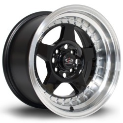 Rota Kyusha 15x8" 4x100 ET0, Black Brillant, Polished Lip