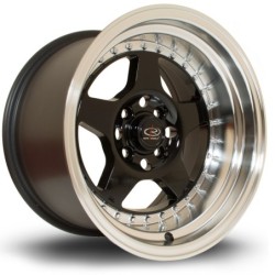 Rota Kyusha 15x9" 4x114.3 ET0, Black Brillant, Polished Lip