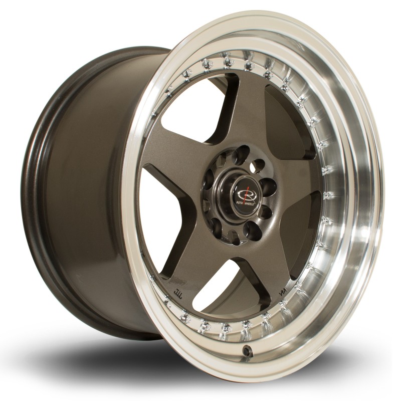 Rota Kyusha 17x9.5" 5x120 ET25, Gunmetal, Polished Lip