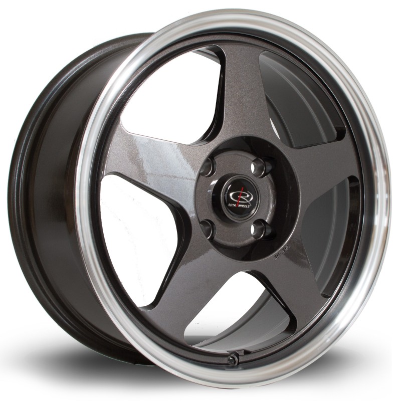 Rota Slipstream 17x7.5" 4x100 ET45, Gunmetal, Polished Lip