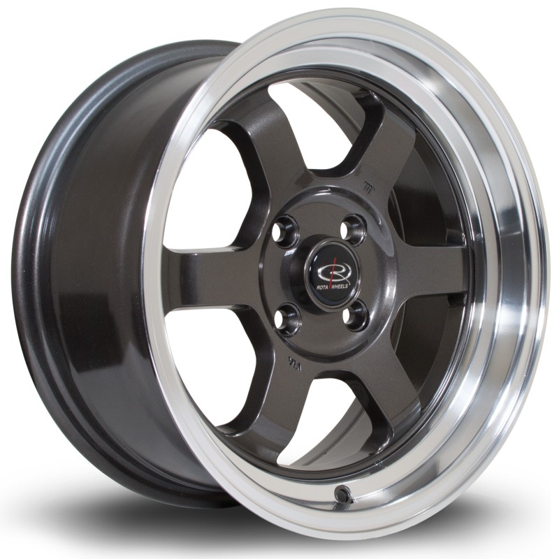 Rota Grid V 15x7" 4x108 ET20, Gunmetal, Polished Lip