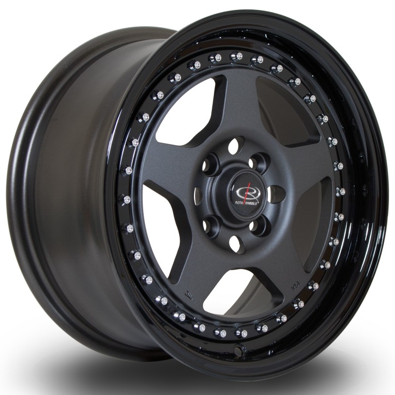 Rota Kyusha 15x7" 4x100 ET38, Gunmetal, Gloss Black Lip
