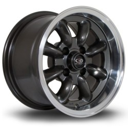 Rota RB 13x8" 4x100 ET4, Gunmetal, Polished Lip