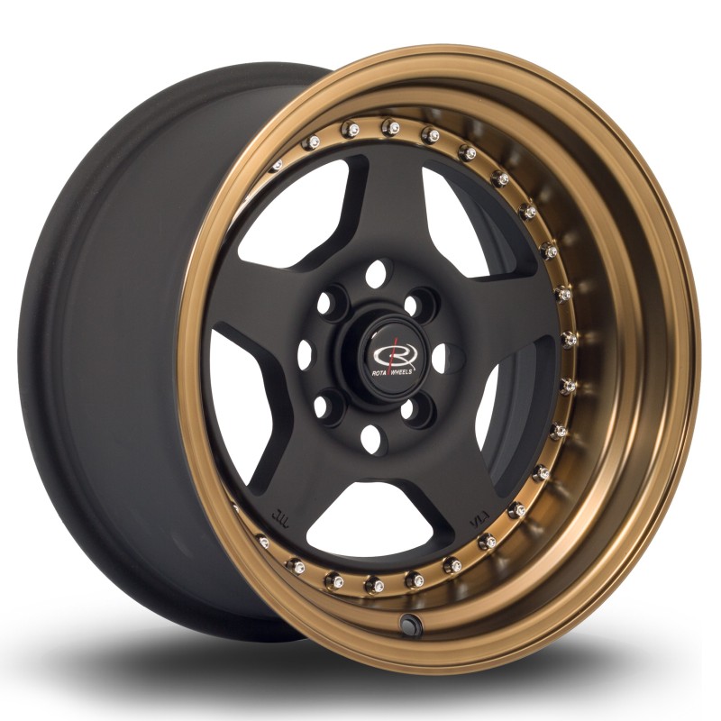 Rota Kyusha 15x8" 4x100 ET0, Flat Black, Bronze Lip
