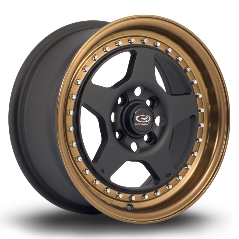 Rota Kyusha 15x7" 4x100 ET38, Flat Black, Bronze Lip