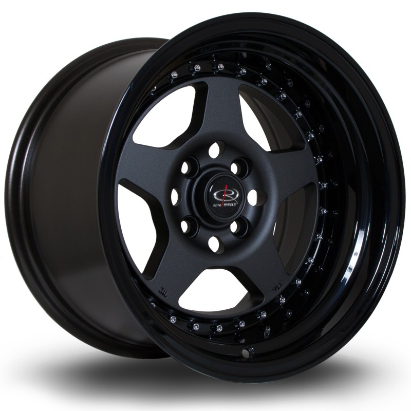 Rota Kyusha 15x9" 4x114.3 ET0, Flat Black, Gloss Black Lip