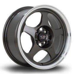 Rota Slipstream 15x7" 4x100 ET28, Gunmetal, Machined Lip