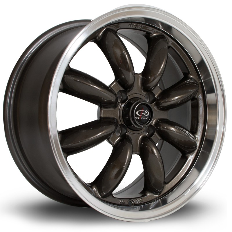 Rota RB 16x8" 4x100 ET35, Gunmetal, Polished Lip