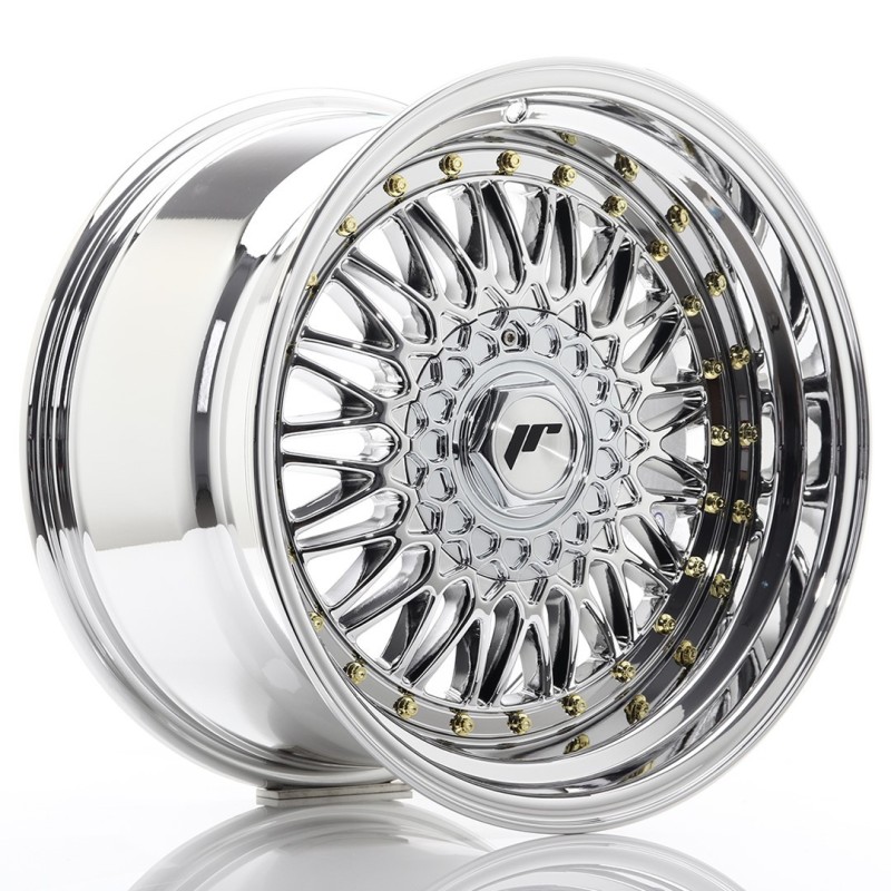 Japan Racing JR-9 17x10" (4 & 5 hole custom PCD) ET20, Chrome / Titanium